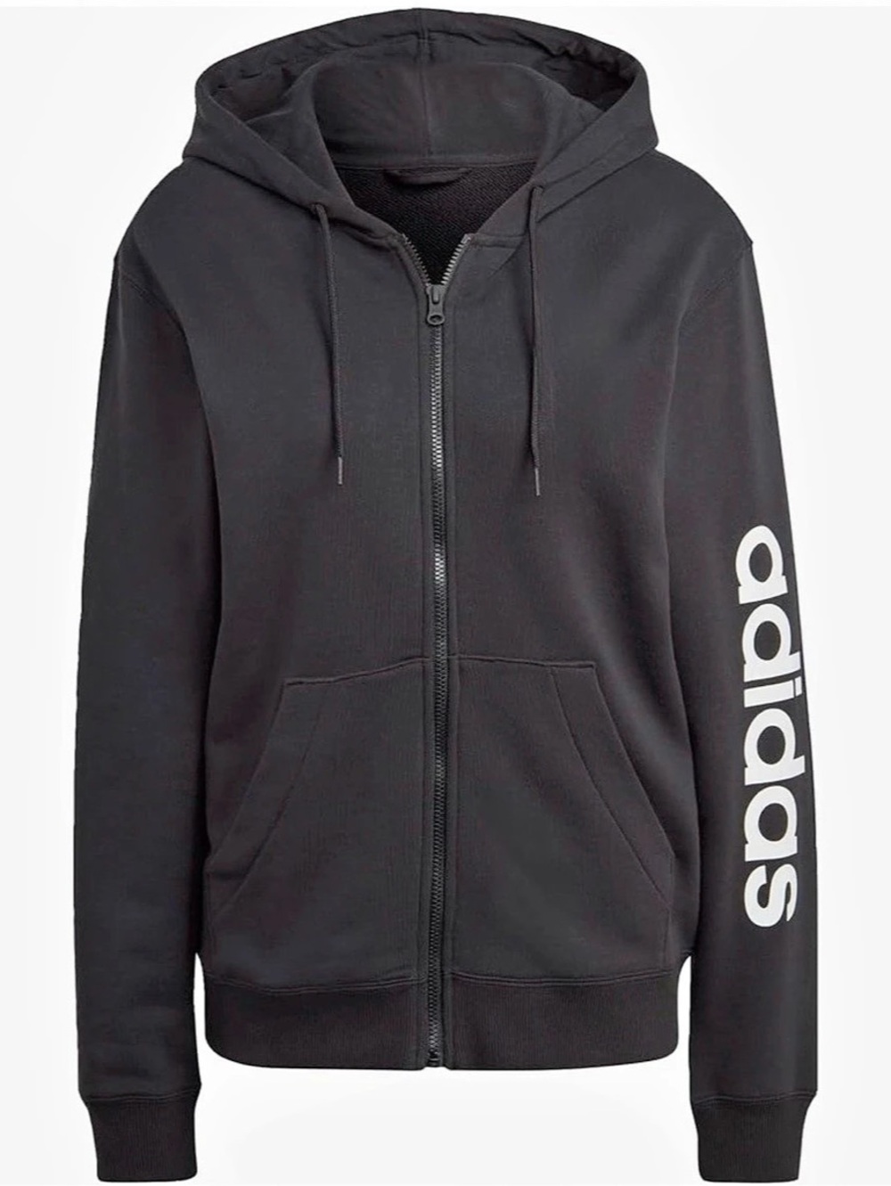 Adidas Essentials Linear Full-Zip Hoodie Black Sz. M